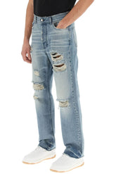 DESTROYED EFFECT STRAIGHT-LEG JEANS
